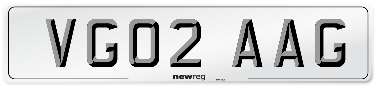 VG02 AAG Number Plate from New Reg